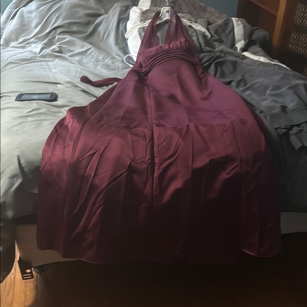 Elegant Burgundy Halter Dress